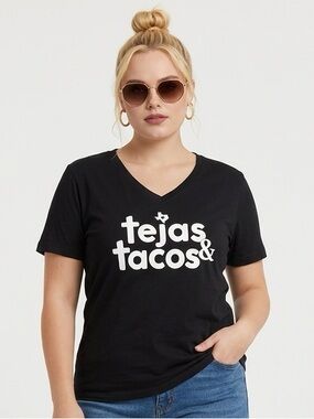 ATX MAFIA | Tejas and Tacos Black & White Short Sleeve Tee NWT Size Small
